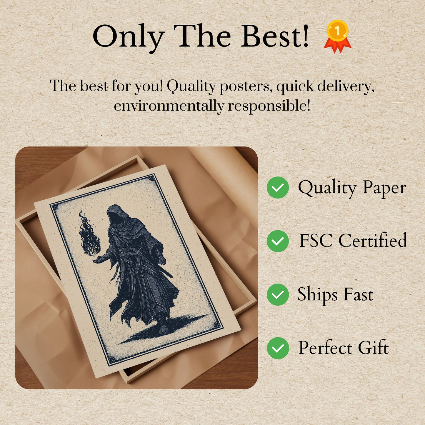 Mystical Wizard with Flame Poster