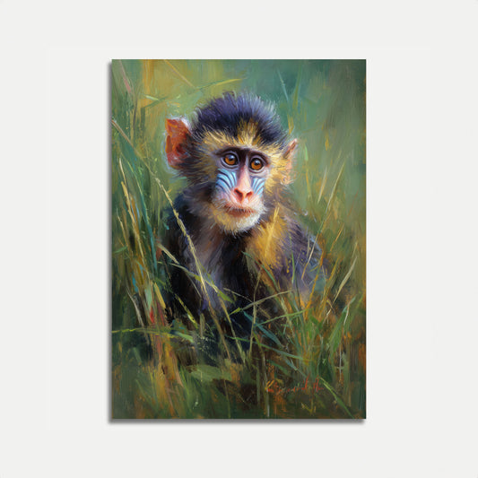 Affe in goldener Grassteppe Plakat