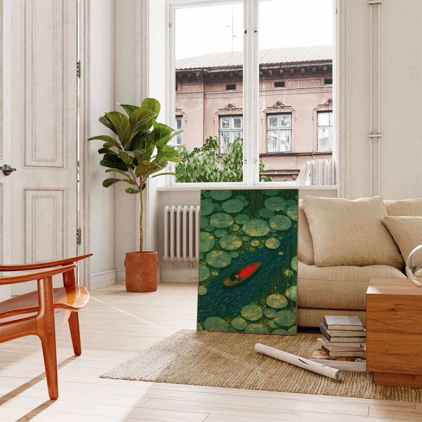 Serene Lily Pad Boat Poster