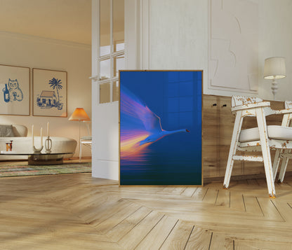 Ethereal Swan in Flight Poster