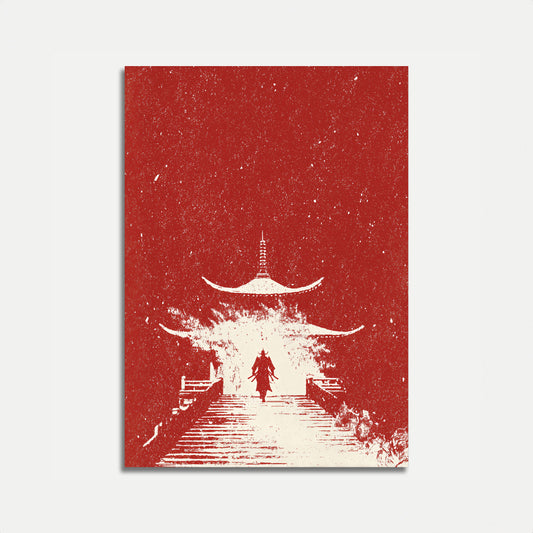 Samurai i østligt tempel plakat