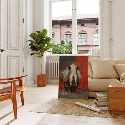 Fierce Rhino Red Abstract Poster