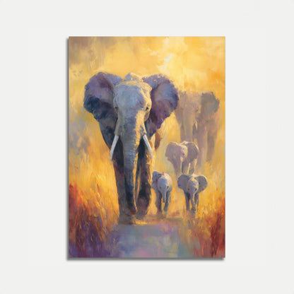 Affiche de la Famille Éléphant Doré