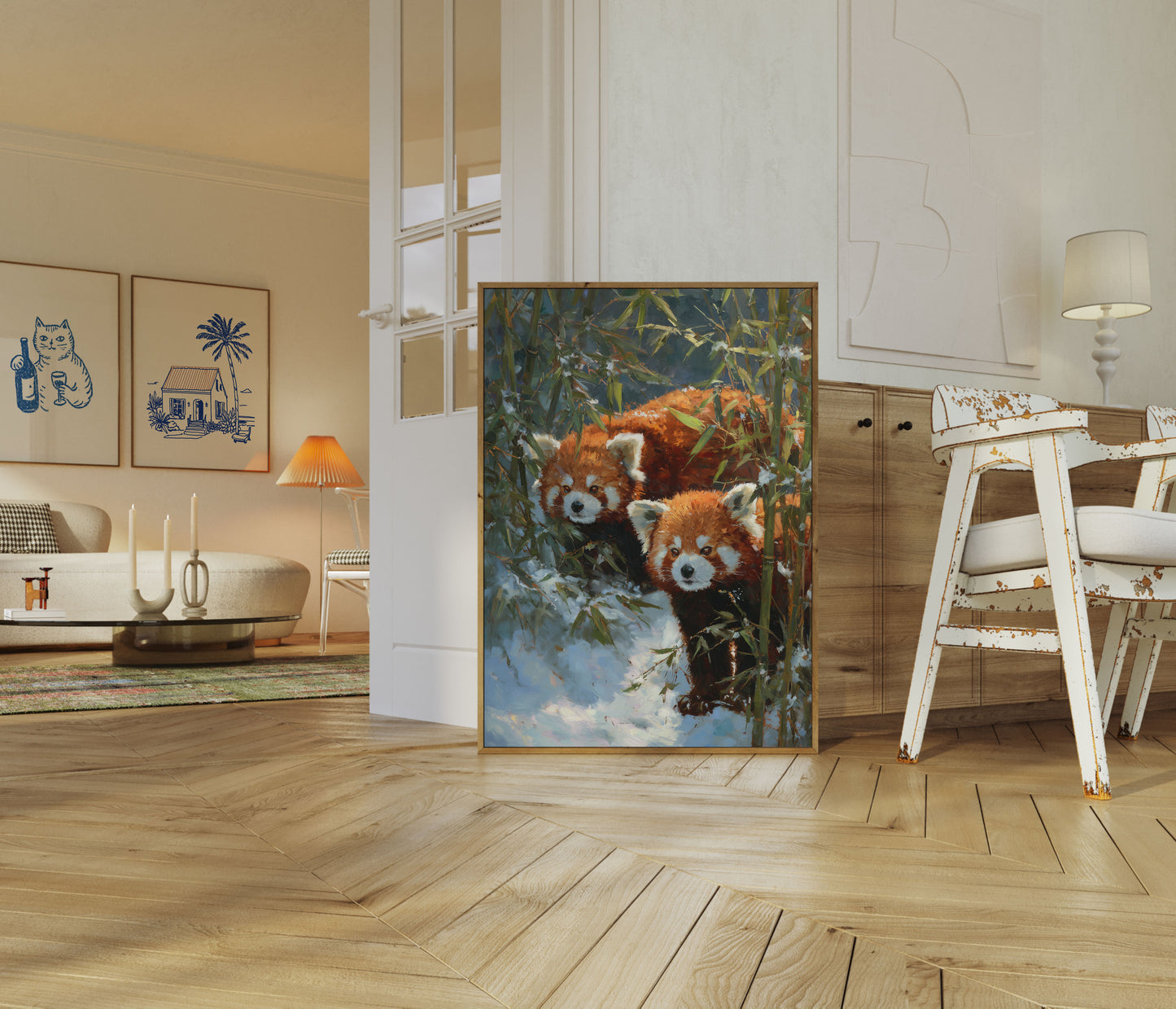 Red Pandas in Winter Snow Poster