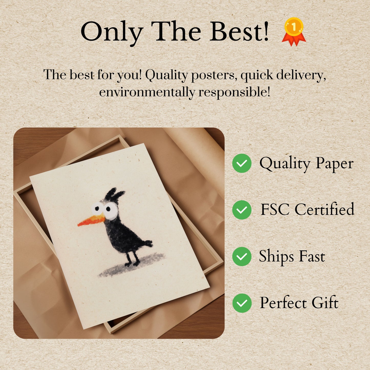 Quirky Cartoon Bird Poster