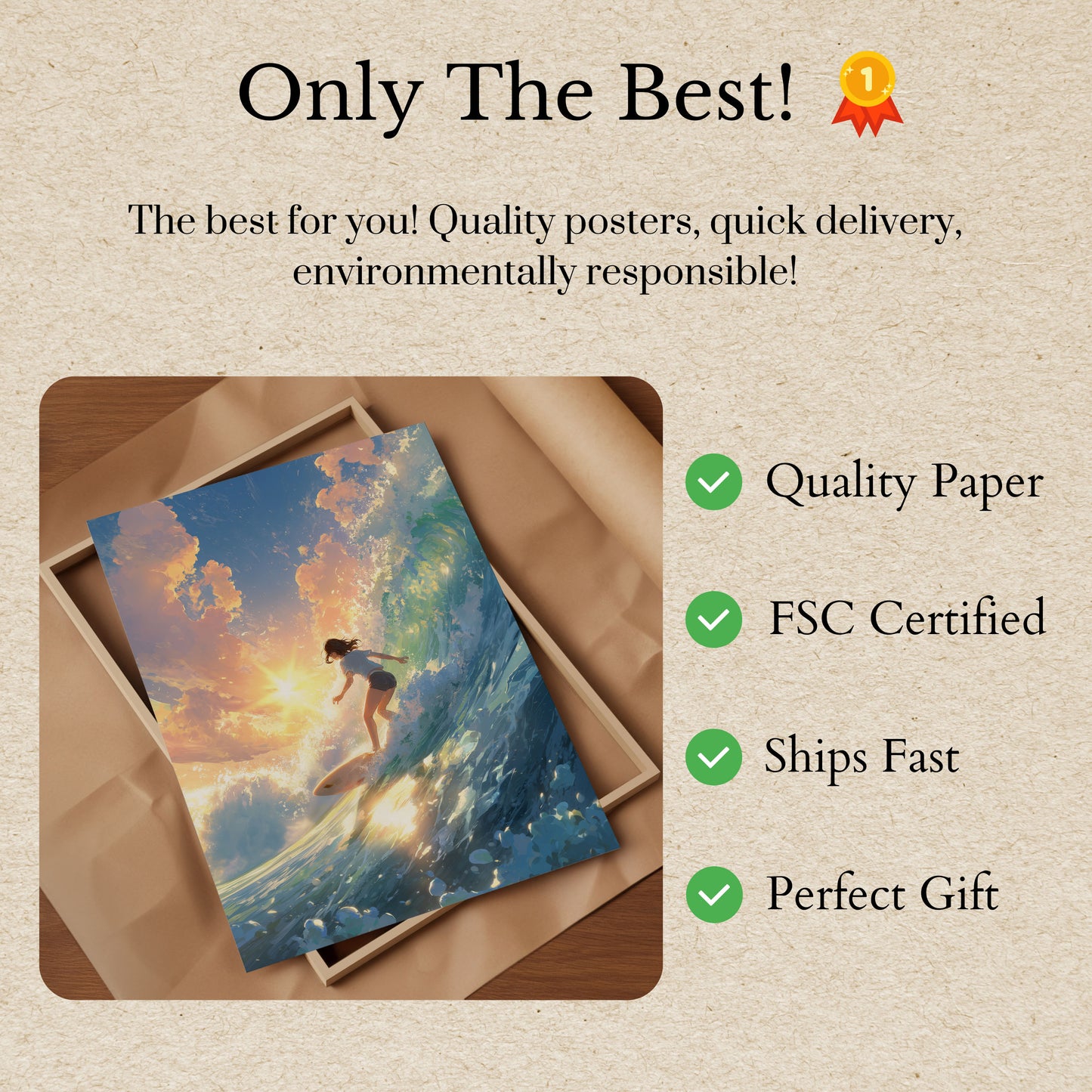 Sunset Surf Wave Rider Poster