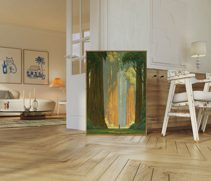 Ancient Forest Canyon Landscape Poster