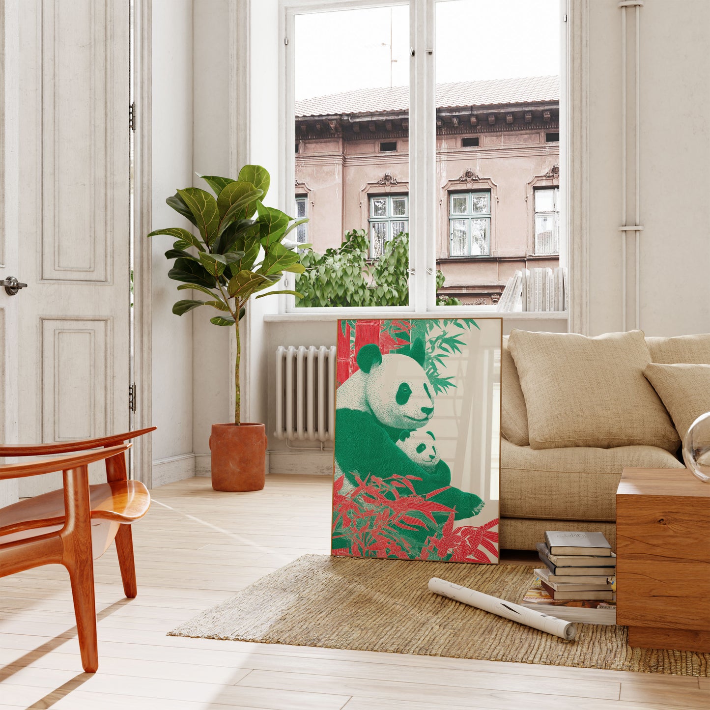 Panda Family Bamboo Grove Poster