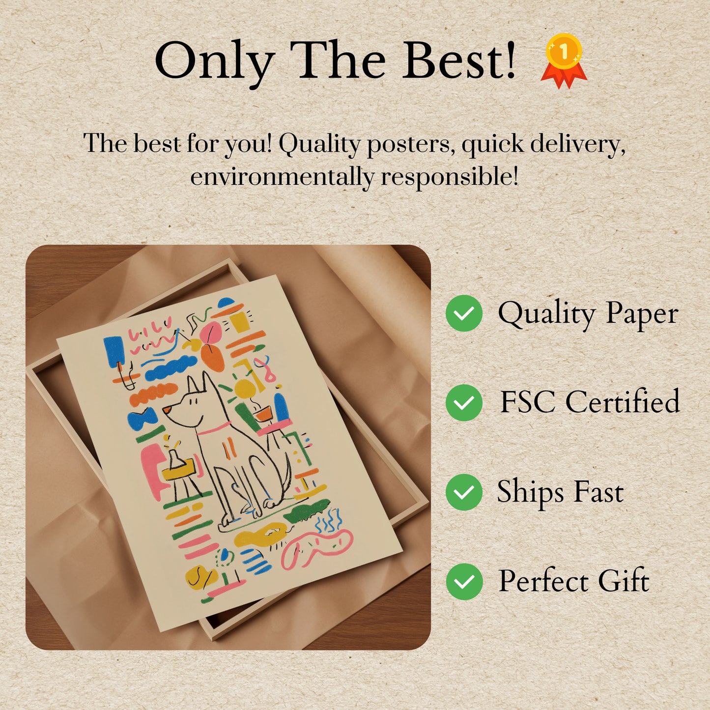 Póster de Arte Abstracto Perro Juguetón