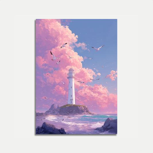 Dreamy Lighthouse Ocean Poster