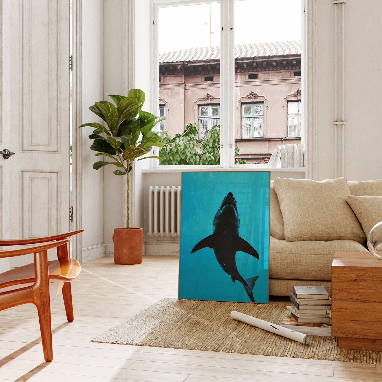 Great White Shark Silhouette Poster