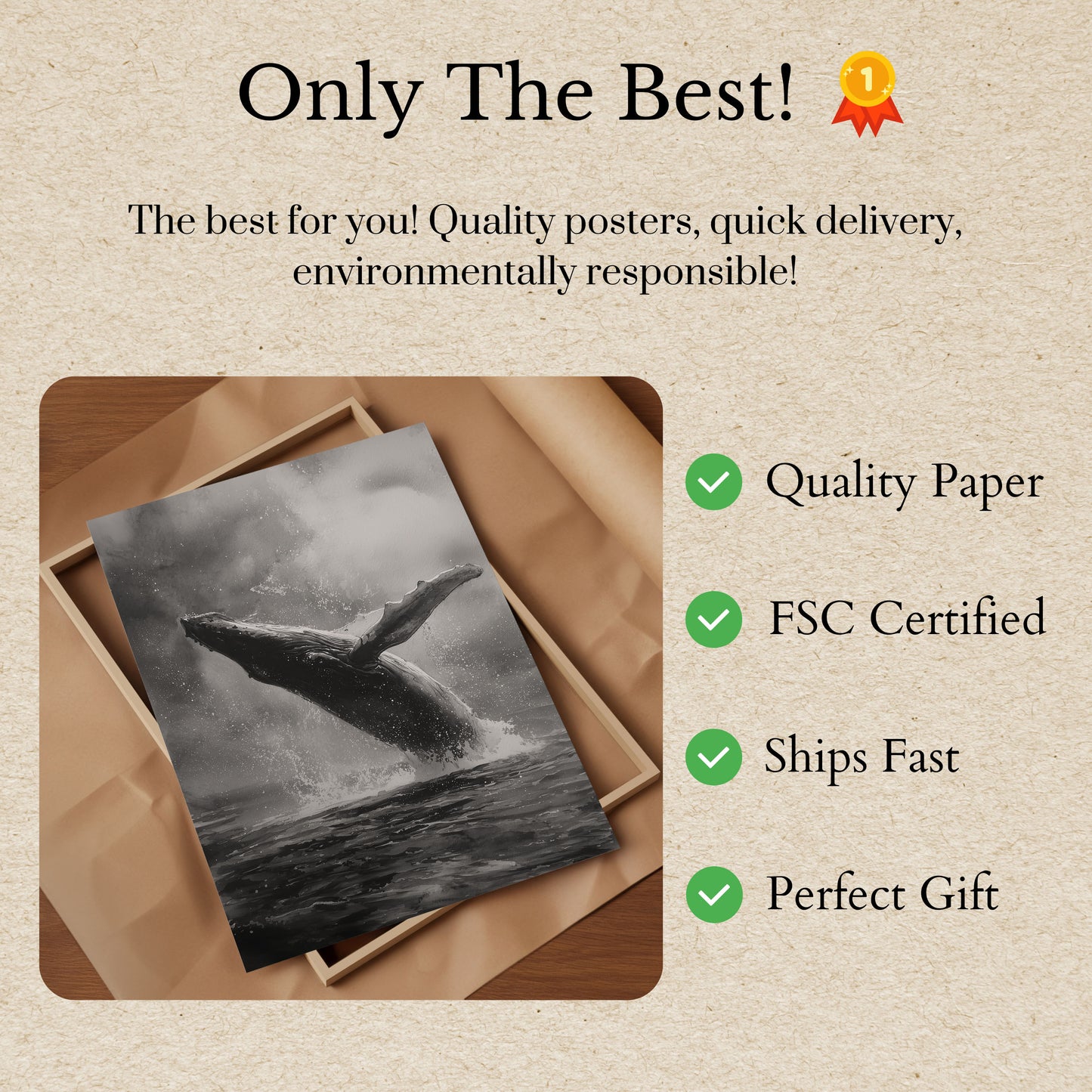 Majestic Whale Breaching Ocean Poster