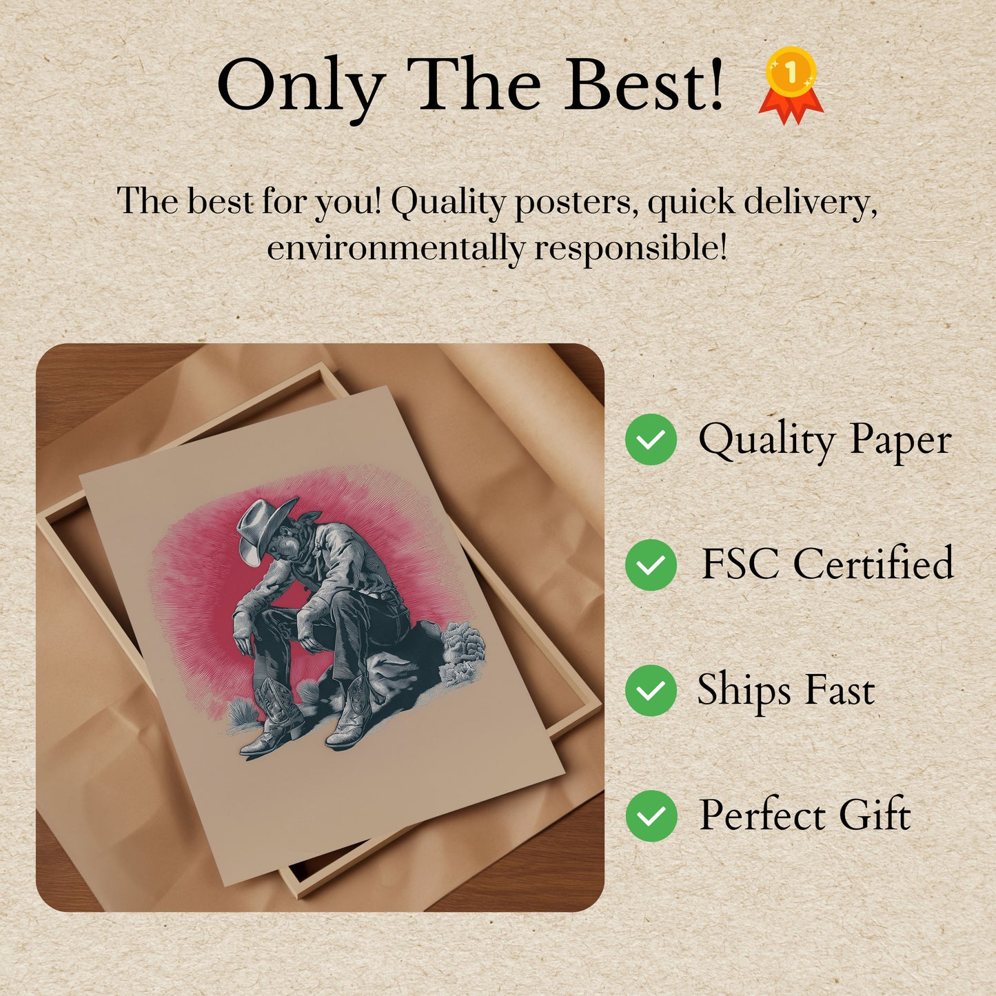 Ensam Cowboy som vilar Affisch