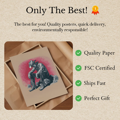 Ensam Cowboy som vilar Affisch