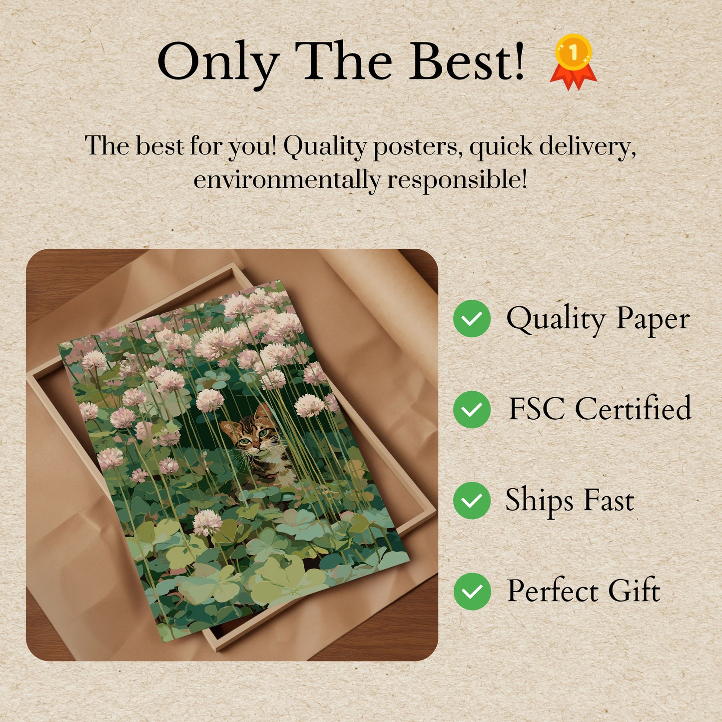 Cat Among Water Lilies Poster