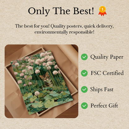 Cat Among Water Lilies Poster