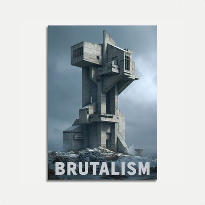Brutalist Concrete Tower Poster