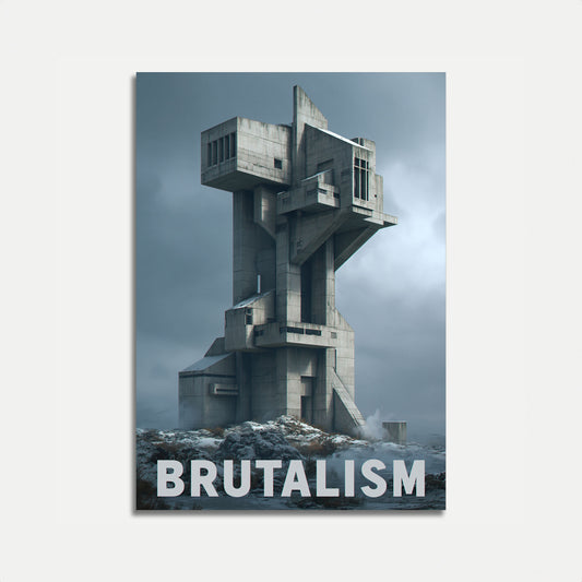 Brutalist Concrete Tower Poster