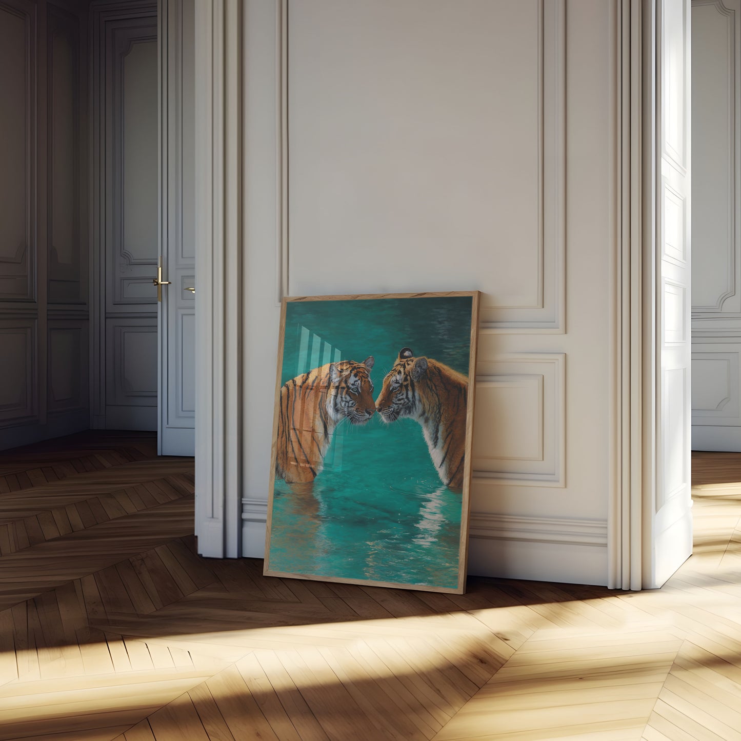 Tigers in Turquoise Waters Poster