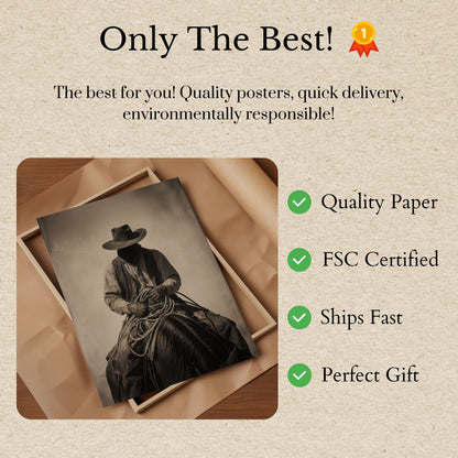 Lone Cowboy Riding Poster