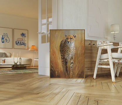 Majestic Cheetah Golden Grasslands Poster