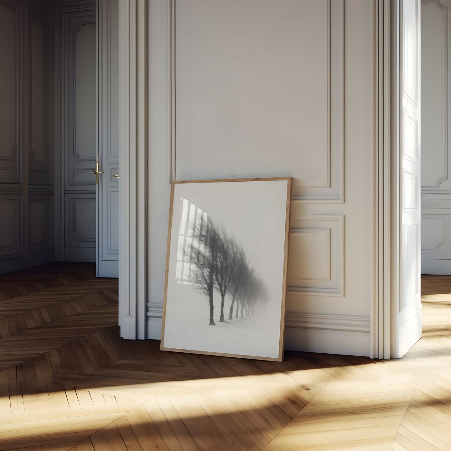 Misty Winter Tree Line Poster