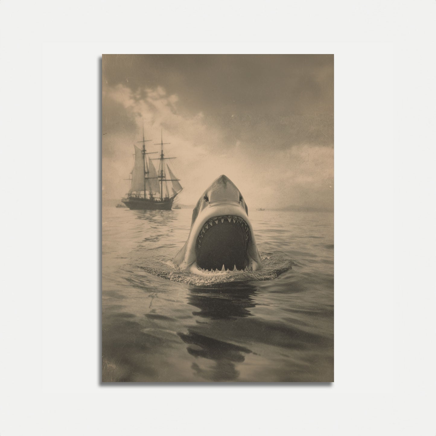 Vintage Shark Nautical Poster