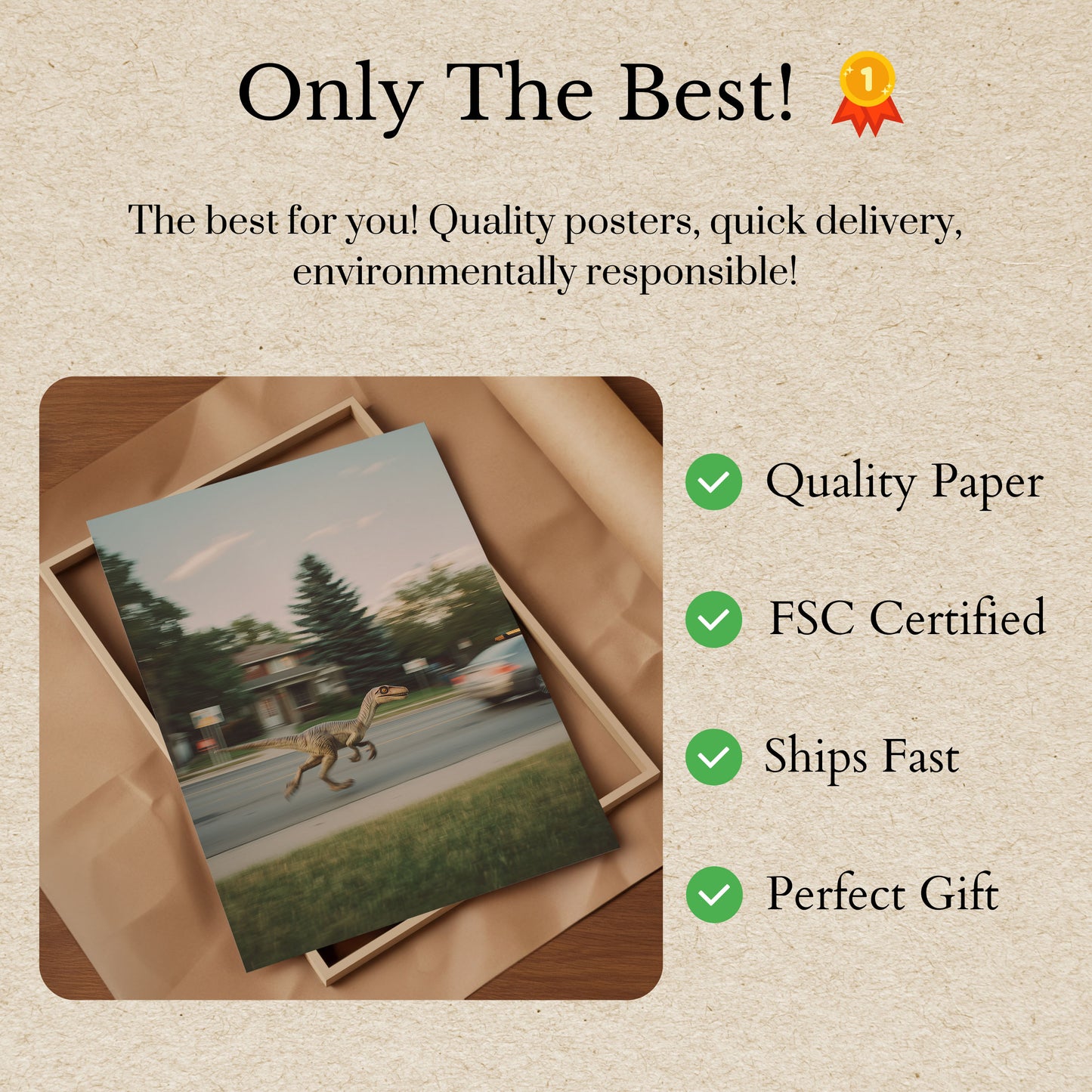 Suburban Velociraptor Street Poster