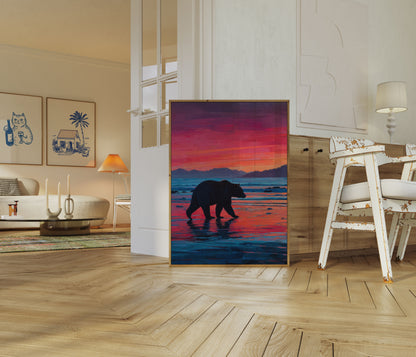 Bjørn ved Sunset Beach plakat
