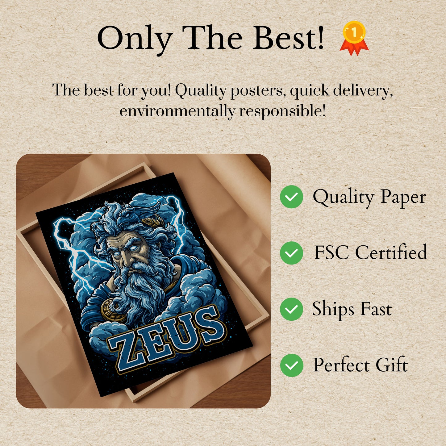 Zeus Gott des Donners Poster