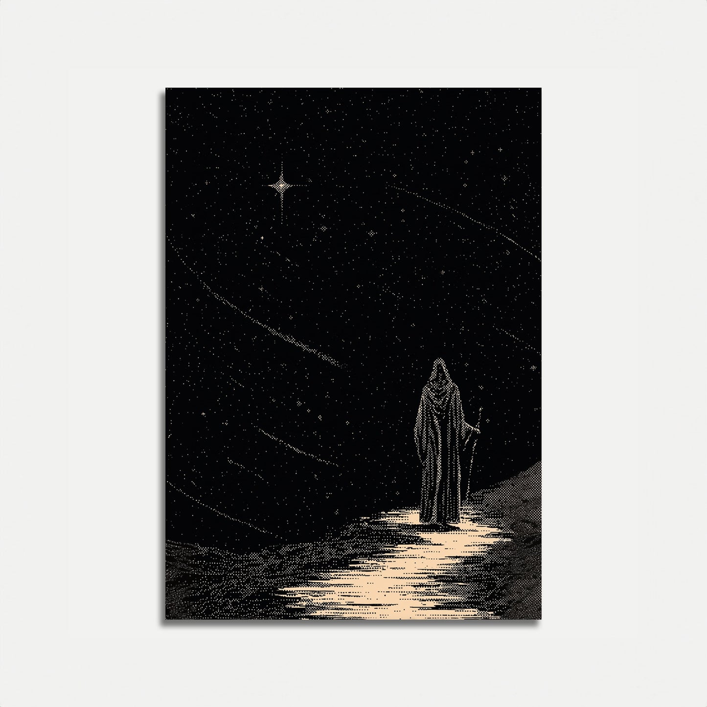 Mistyczna Postać Pod Światłem Gwiazd Plakat