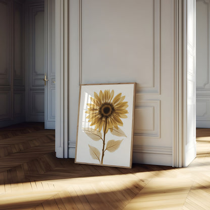 Golden Sunflower Botanical Poster