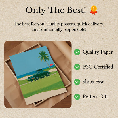 Classic Car at Golf Course Poster