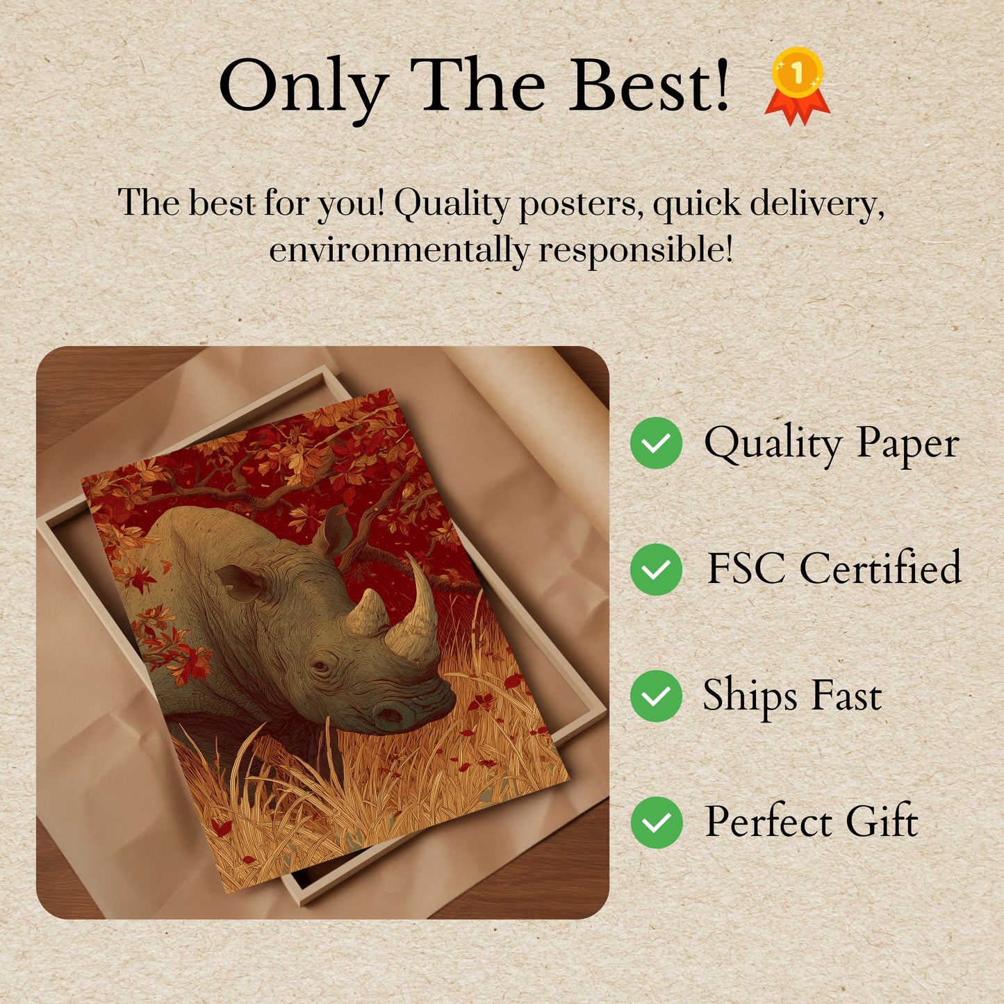 Autumn Rhino Wildlife Poster