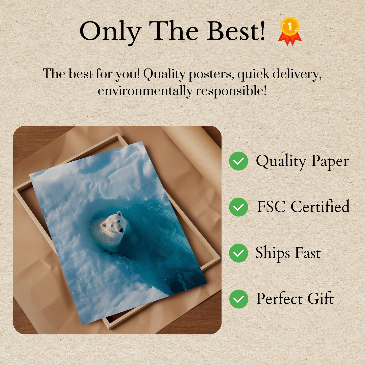 Póster del oso polar del Santuario Ártico