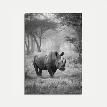 Misty Rhino Wilderness Poster
