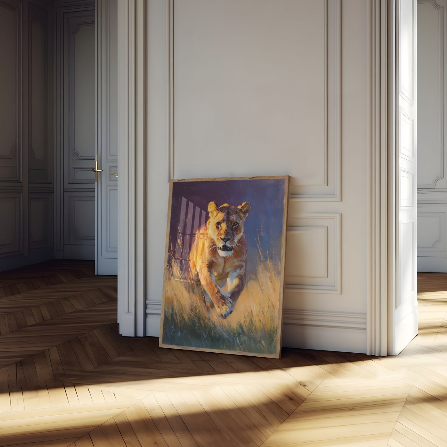 Affiche Lionne dans la Prairie Dorée