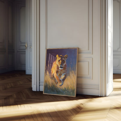 Affiche Lionne dans la Prairie Dorée