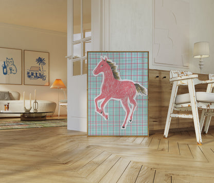 Poster di Cavallo Rosso che Prancia