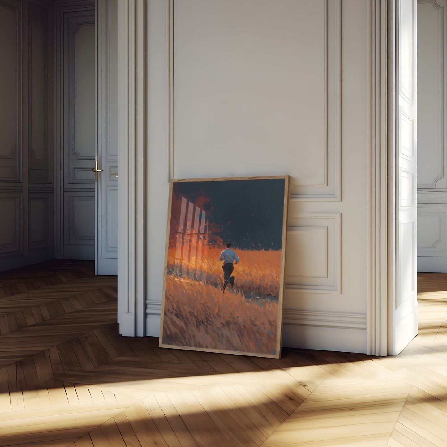 Mann som løper gjennom ild plakat