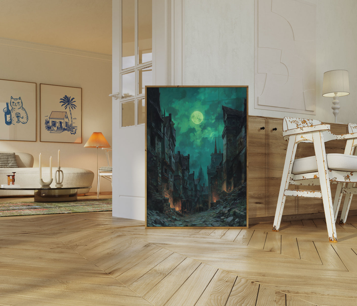 Haunting Moonlit Medieval Cityscape Poster