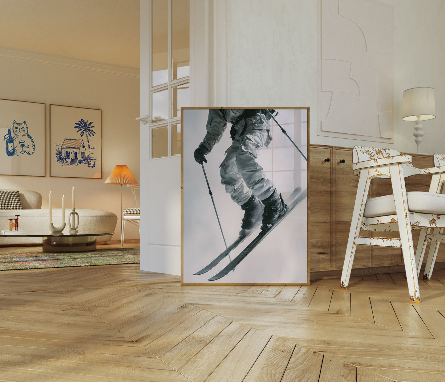 Monochromes Alpen-Abstiegs-Poster