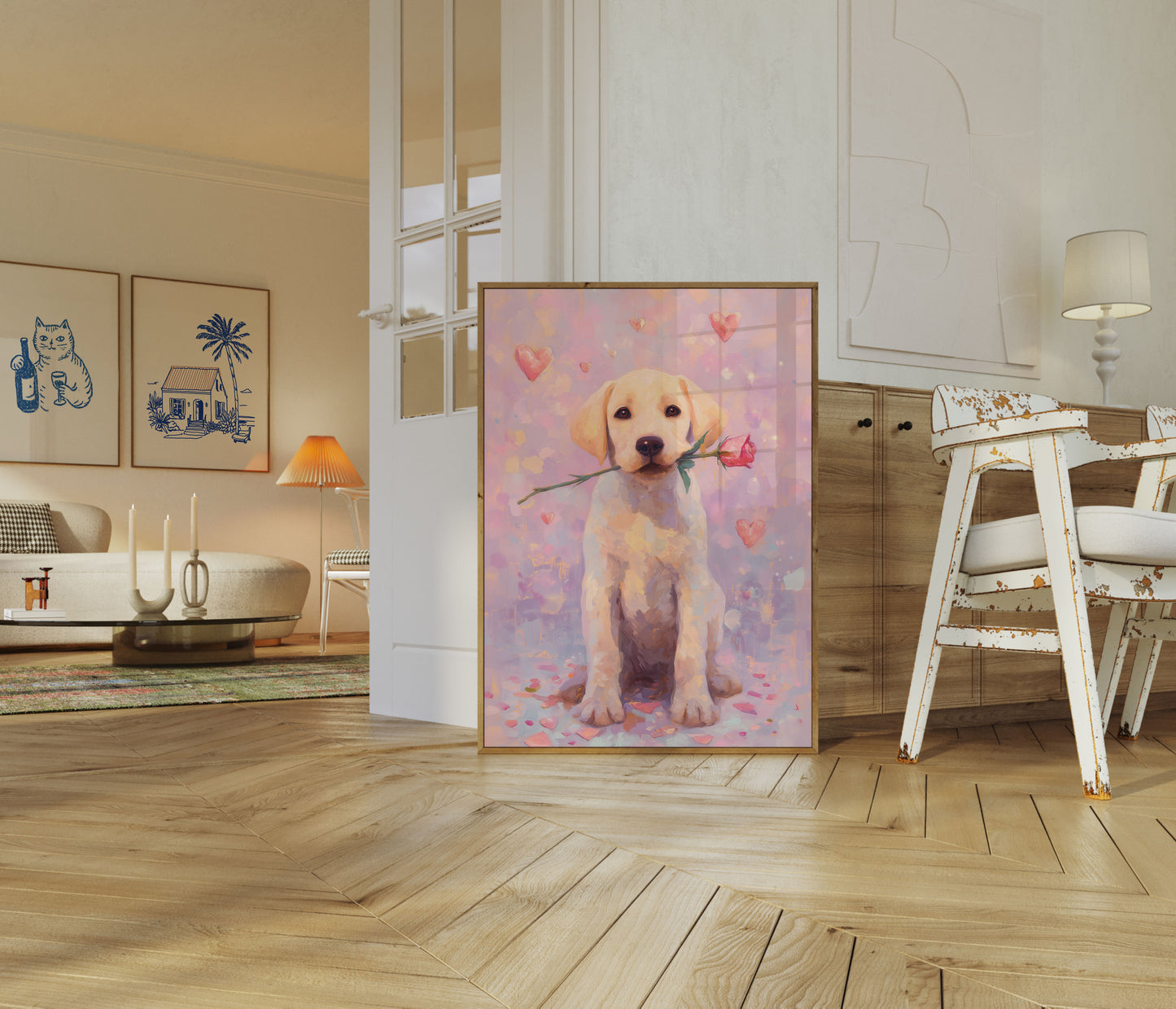 Affiche romantique d'amour avec un Labrador