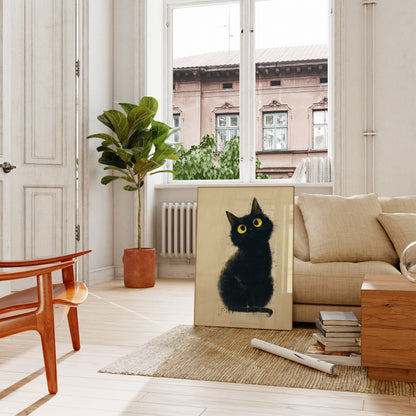 Plakat med Sort Kat med Guldne Øjne