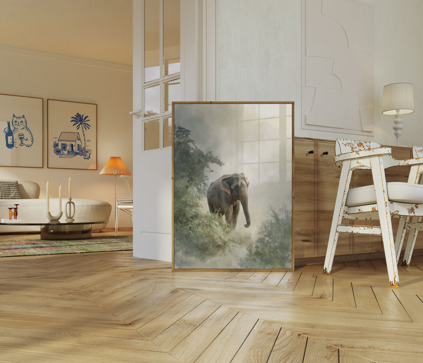 Misty Elephant Wilderness Poster