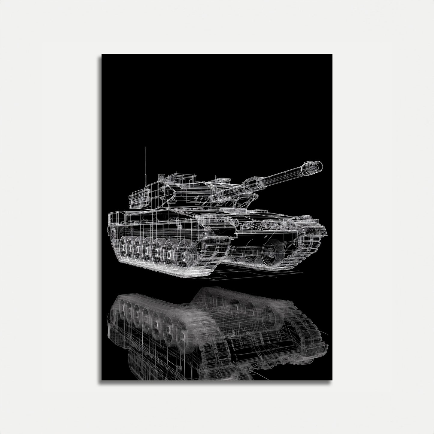 Vintage Tank Wireframe Technical Poster