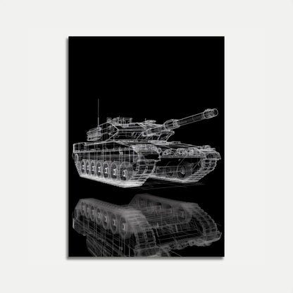 Vintage Tank Wireframe Technical Poster