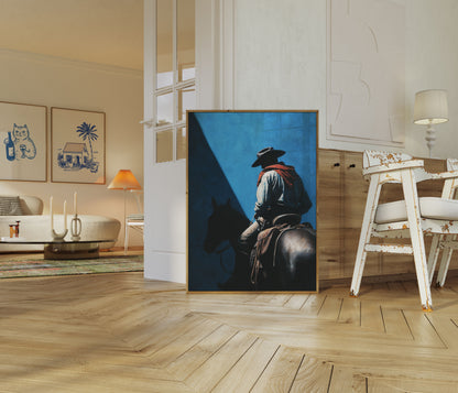 Lone Cowboy Blue Shadow Poster