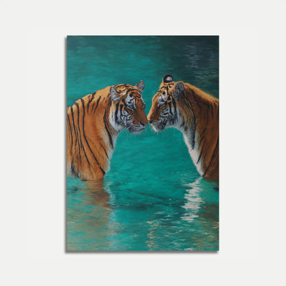 Tigers in Turquoise Waters Poster