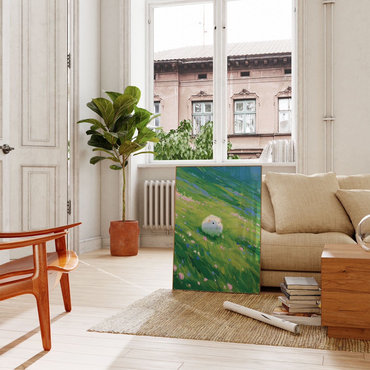 Guinea Pig i Vildblomstereng Plakat